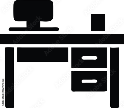 office desk icon silhouette