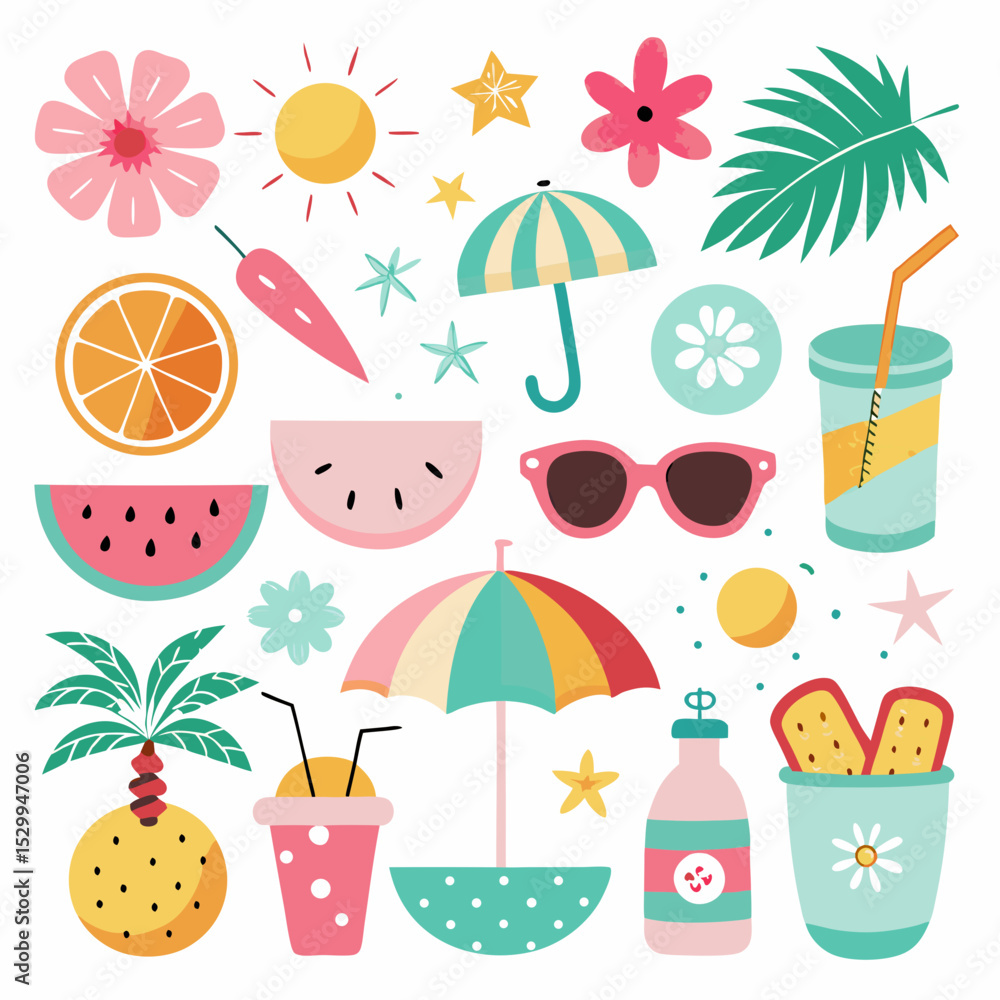 Fototapeta premium summer beach icons