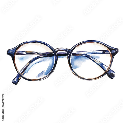 Glasses, watercolor clipart vector, isolated on a white background.
