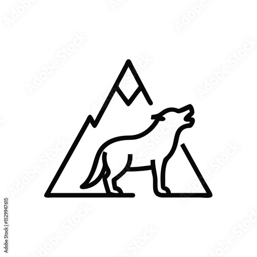 mountain howling wolf scene vector illustration