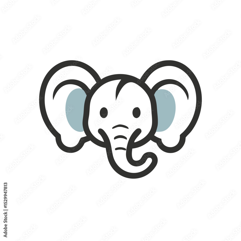 Fototapeta premium oversized ear elephant logo vector illustration