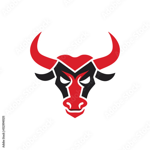 sharp edge bull red black design vector illustration