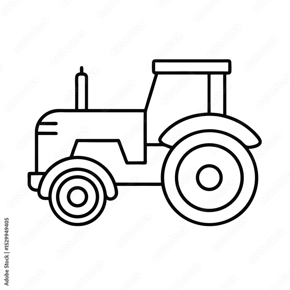 row crop tractor line art on white background row crop tractor line art on white background