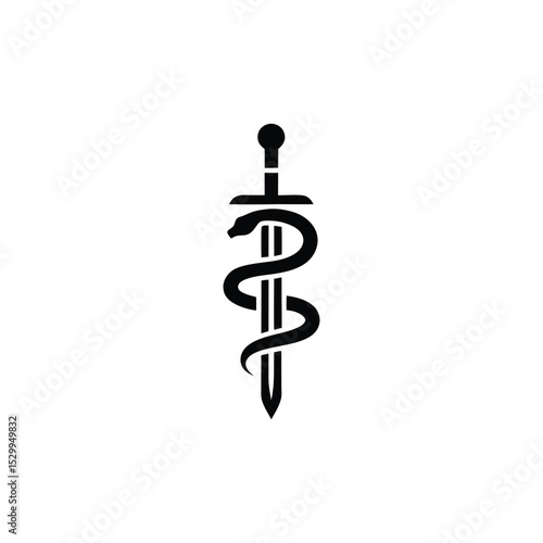 snake wrapped around sword logo vector illustration
