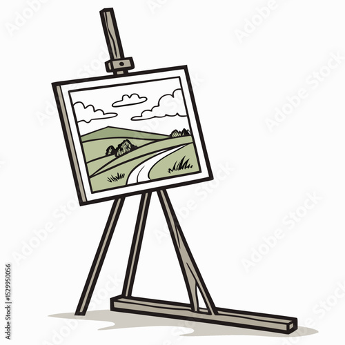 wooden easel with blank canvas