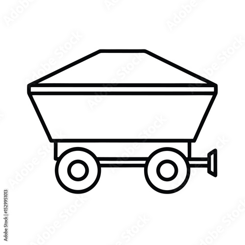 manure spreader line art on white background