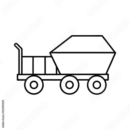 manure spreader line art on white background