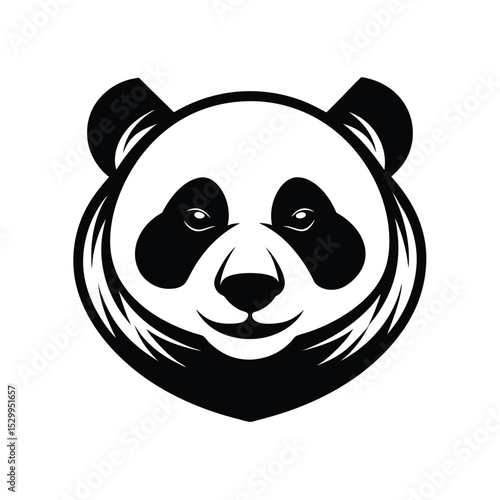 monochrome panda in clean minimal look vector illustration