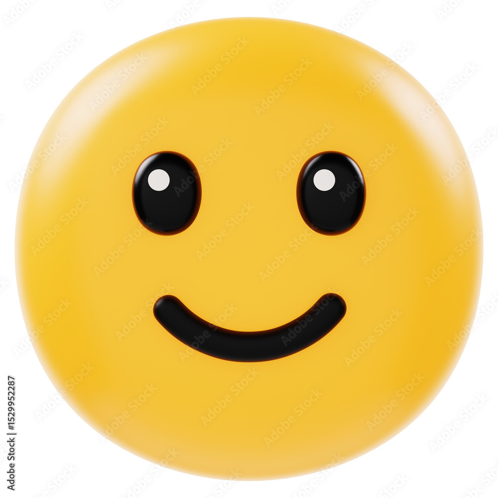 Fototapeta premium happy smiley face 3d icon in cartoon plastic style minimal isolated on transparent white background, clipping path 