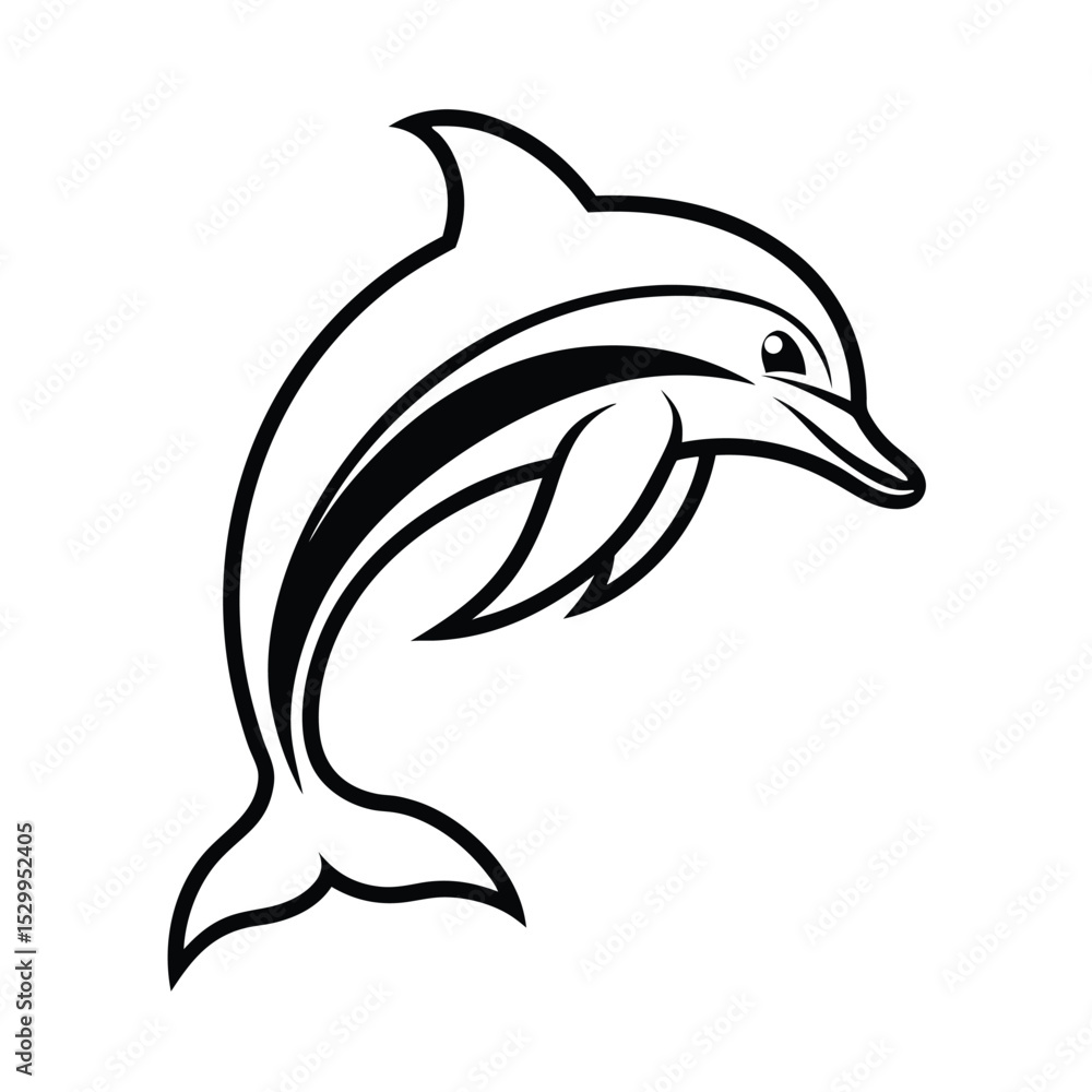 Naklejka premium Colorful Dolphin Logo with Dynamic Shape Flow vector illustration