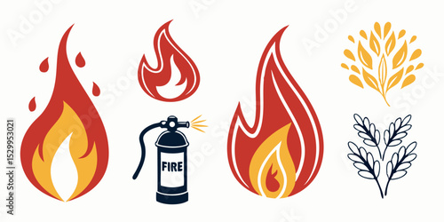 Fire icon vector set