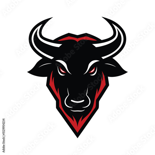 Fierce Bull with Sharp Red and Black Accents vector illustration