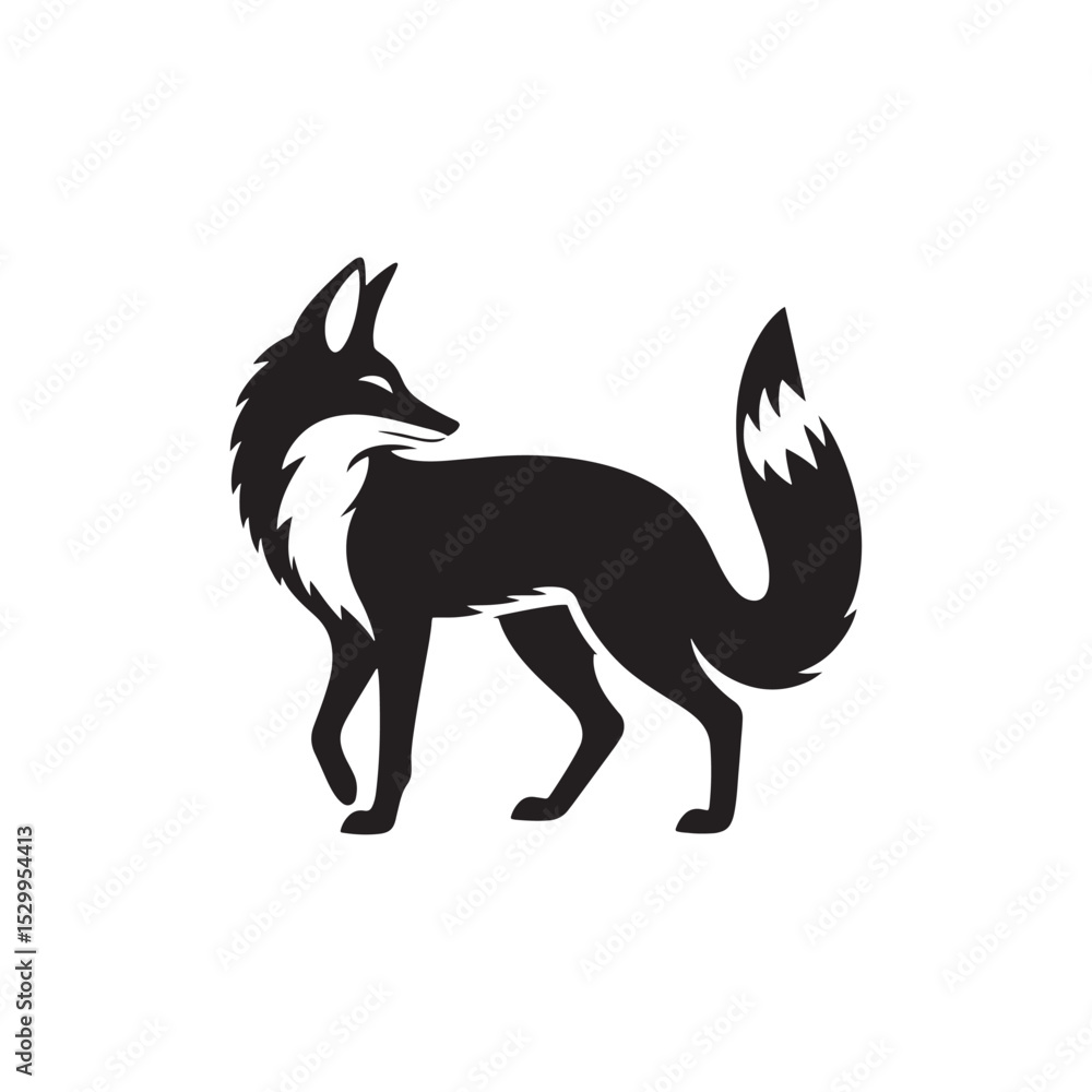 Fototapeta premium Mysterious Jackal Vector Silhouette Design – Wild Canine Outline for Safari Art, Tribal Decor, Wildlife Posters, Hunting Graphics, Nature Clipart, and Cricut or Tattoo Projects