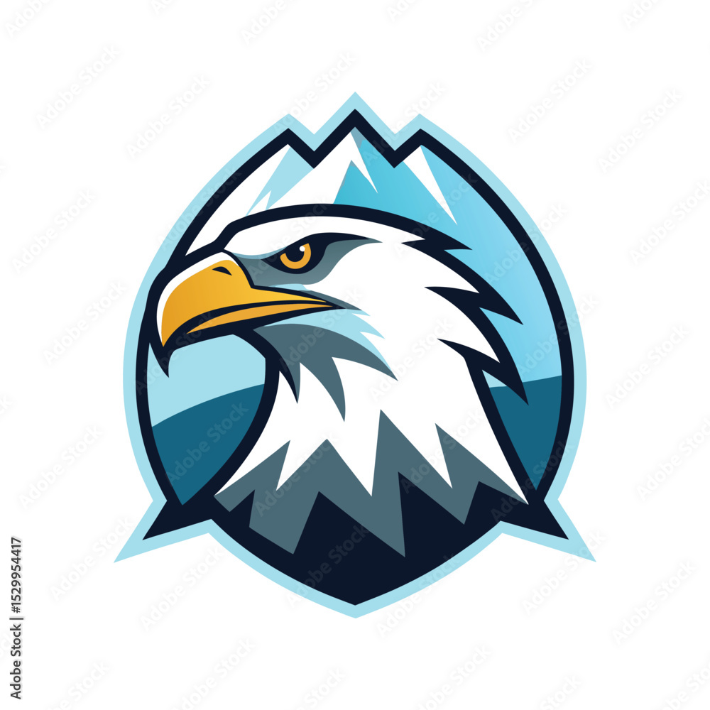 Obraz premium Eagle Head Integrated with Mountain Peak vector illustration