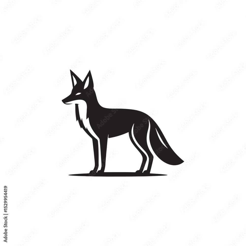 Fototapeta premium Mysterious Jackal Vector Silhouette Design – Wild Canine Outline for Safari Art, Tribal Decor, Wildlife Posters, Hunting Graphics, Nature Clipart, and Cricut or Tattoo Projects 
