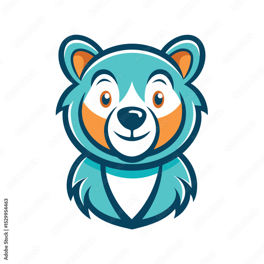 Fototapeta premium Friendly Bear Cub in Soft Gentle Lines vector illustration