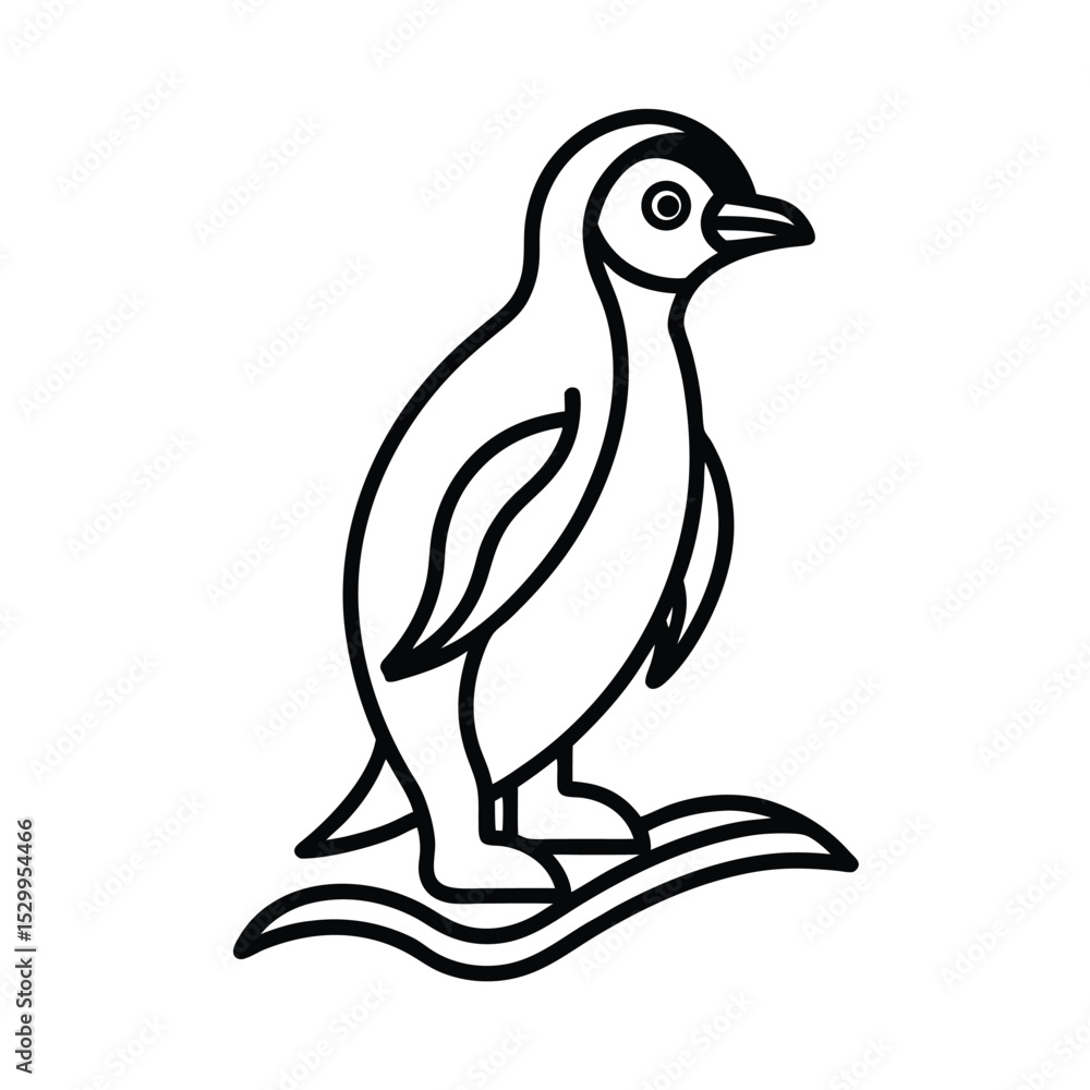 Obraz premium Playful Penguin Sliding Happily on Ice vector illustration