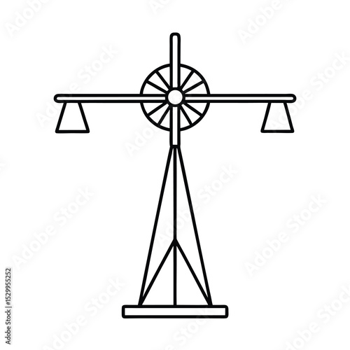 center pivot irrigator line art on white background