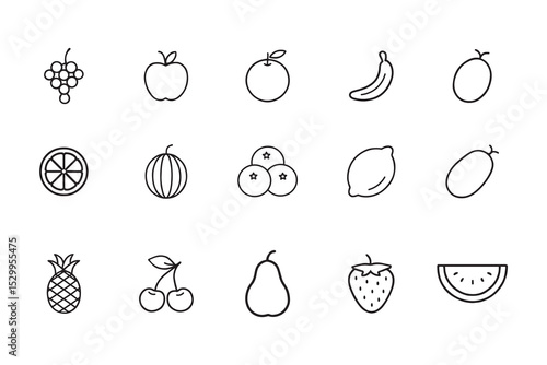 Fruit line icon set, vector collection of simple fresh food