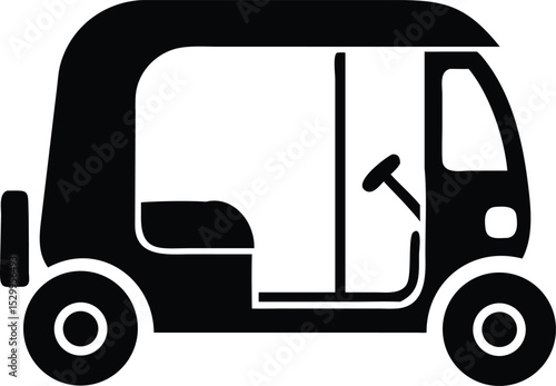 three wheel auto motor rickshaw icon silhouette 