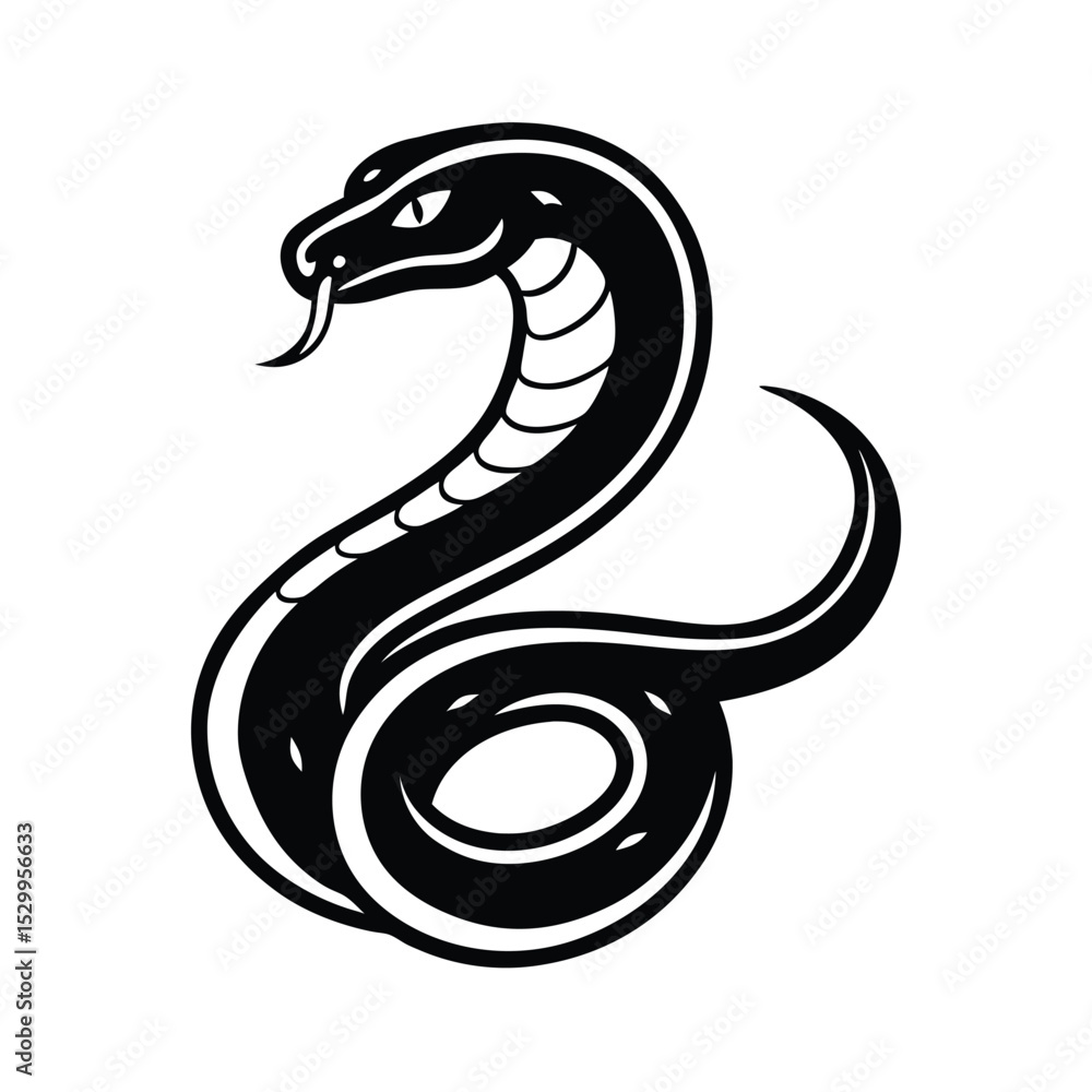 Fototapeta premium Classic Snake with Weathered Retro Look vector illustration