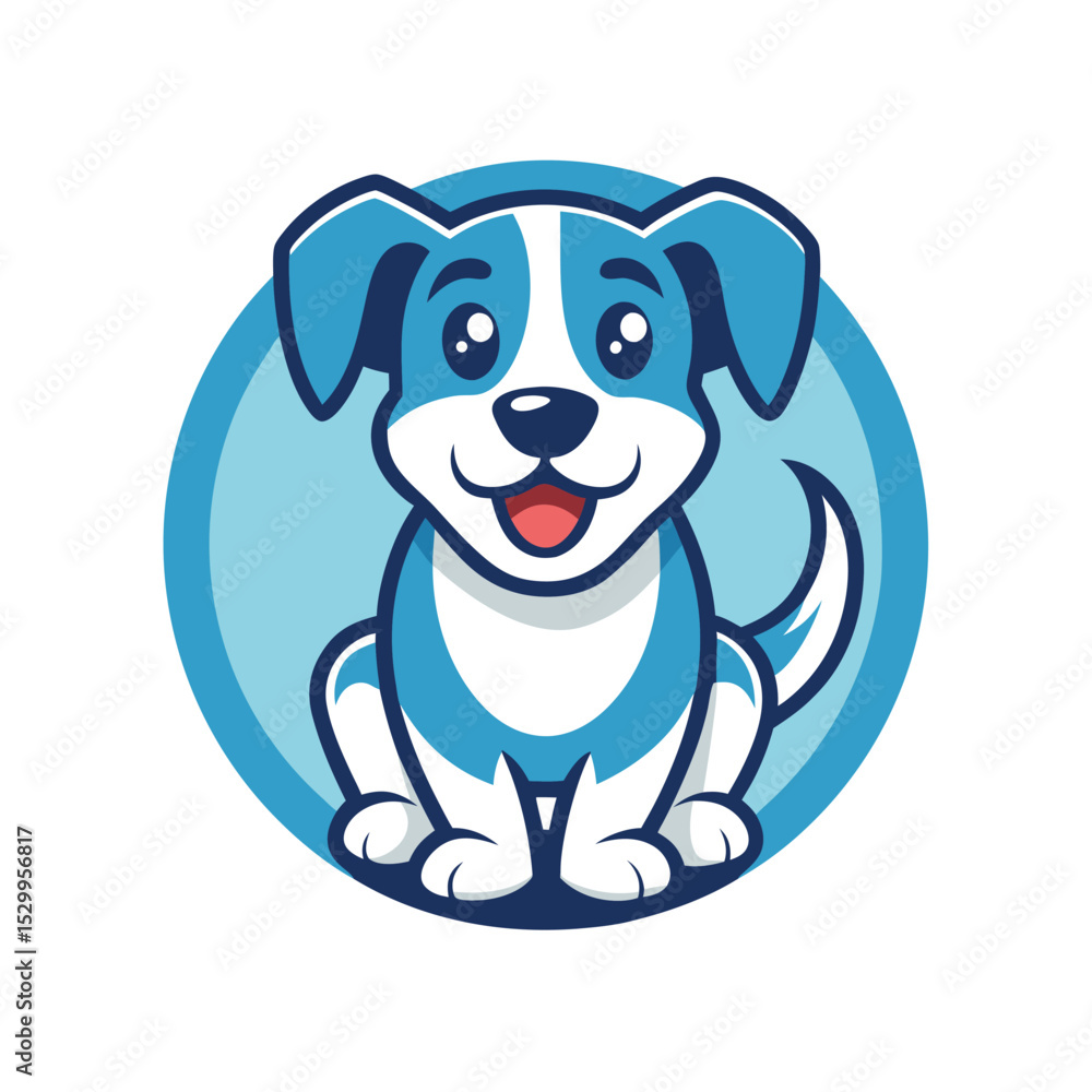 Fototapeta premium Happy Puppy with Playful Tail Motion vector illustration