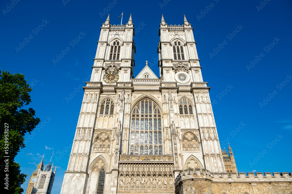 image of Westminster Abbey in London, England, UK. on a beautiful sunny day, late afternoon image of Westminster Abbey in London, England, UK. on a beautiful sunny day, late afternoon