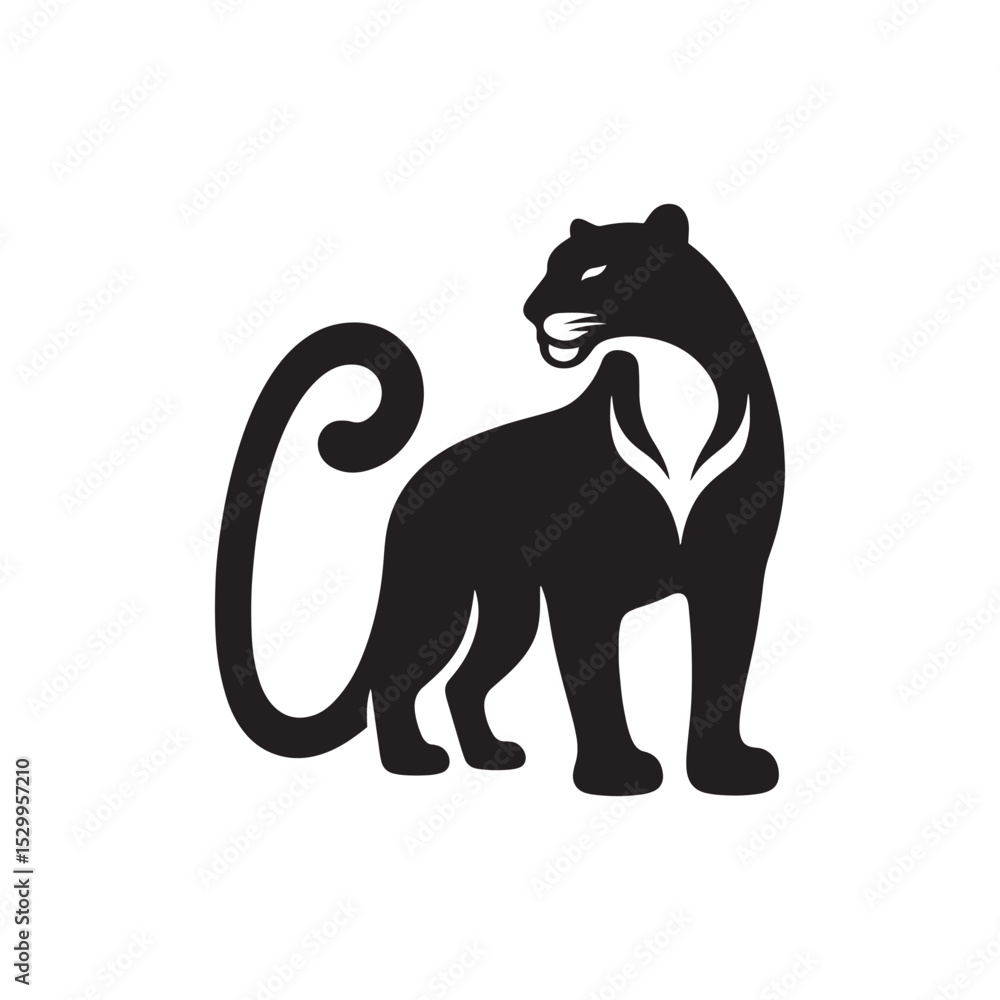 Fototapeta premium Majestic Jaguar Vector Silhouette Illustration of a Powerful Wild Cat in Mid-Prowl – Jungle Predator Artwork for Tattoo, Logo, Poster, or Wildlife Themed Design Projects 