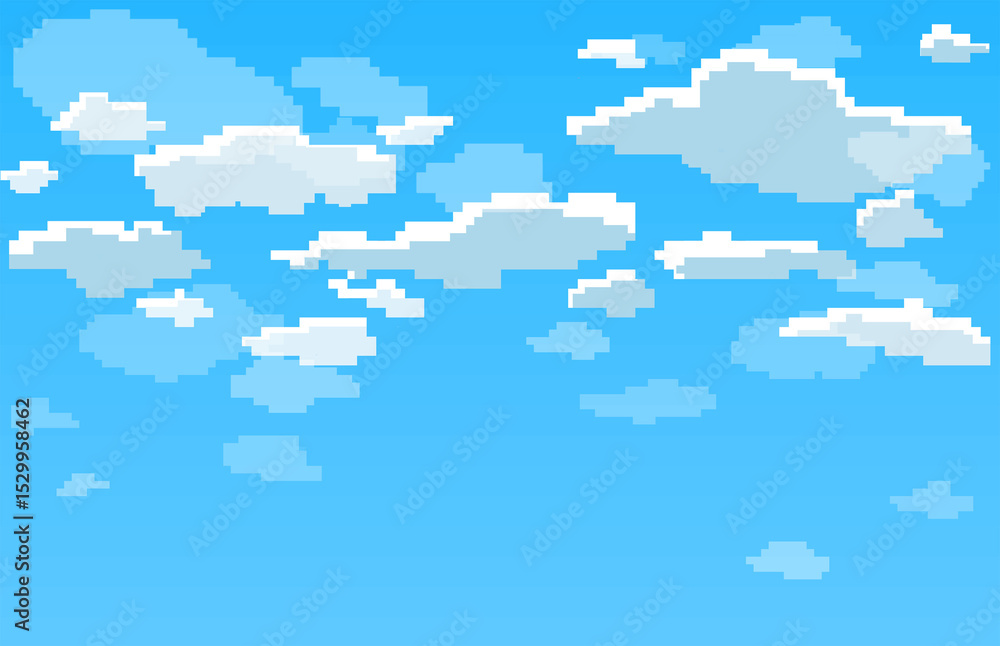 Naklejka premium pixel art sky illustration, map of the world