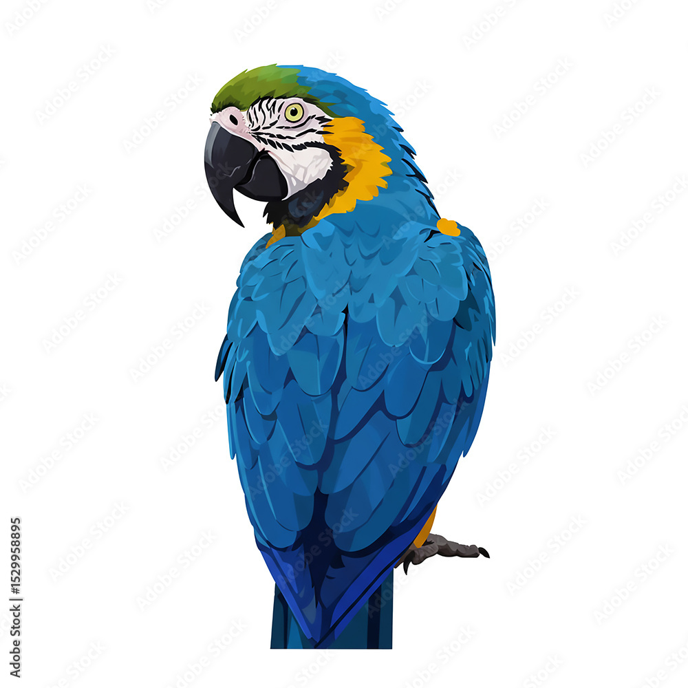 Fototapeta premium Colorful Macaw Parrot Illustration – Tropical Bird Artwork on Transparent Background