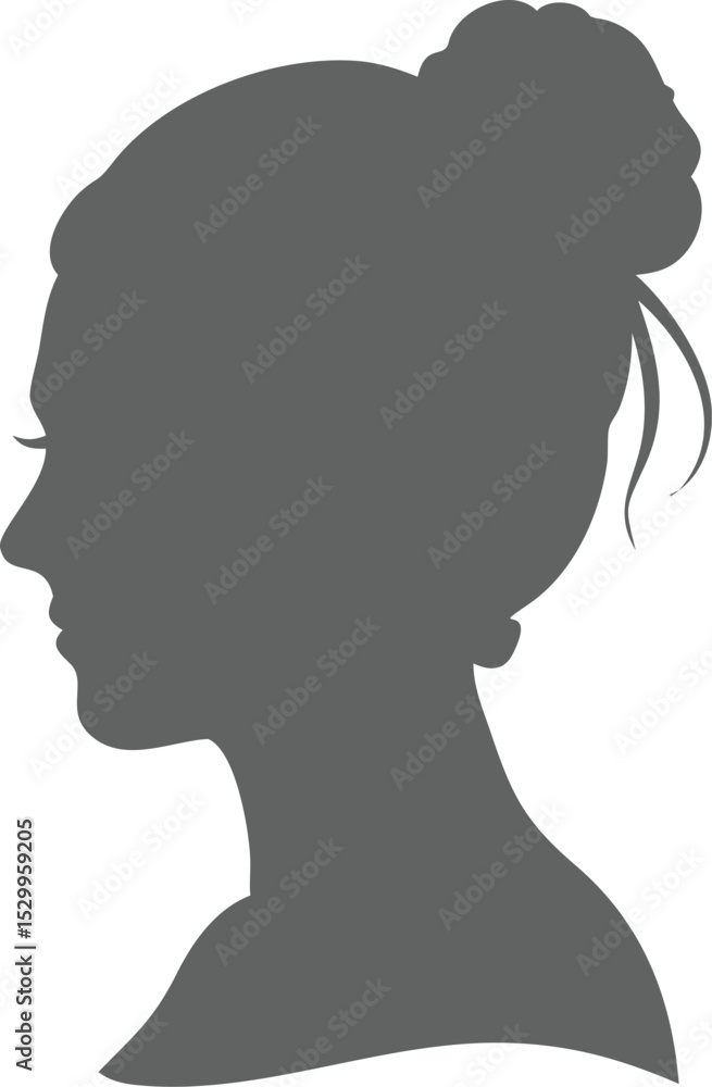 woman with messy bun hair vector silhouette woman with messy bun hair vector silhouette