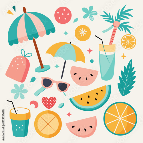 summer beach icons