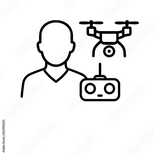 Person holding remote controller while operating a drone
