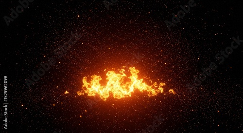 Abstract Glowing Fire Flame Sparks Energy on Dark Background Illustration
