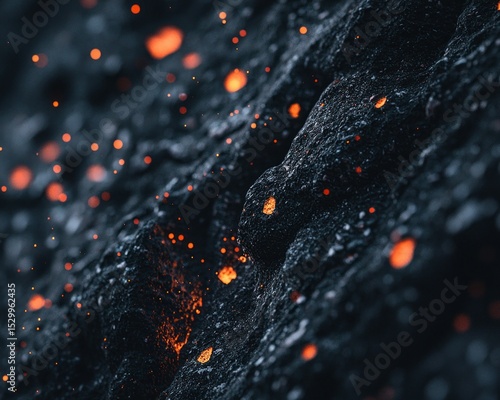 Wallpaper Mural Dark rock face, orange embers floating Torontodigital.ca