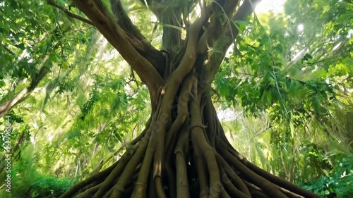 banyan tree with long aerial roots