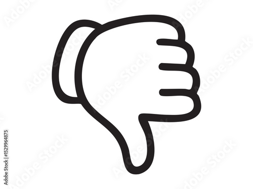 Black outline of a thumbs down hand gesture icon, isolated on white background, graphic illustration. concept of disapproval, icon, logo, social media symbol, communication, design element