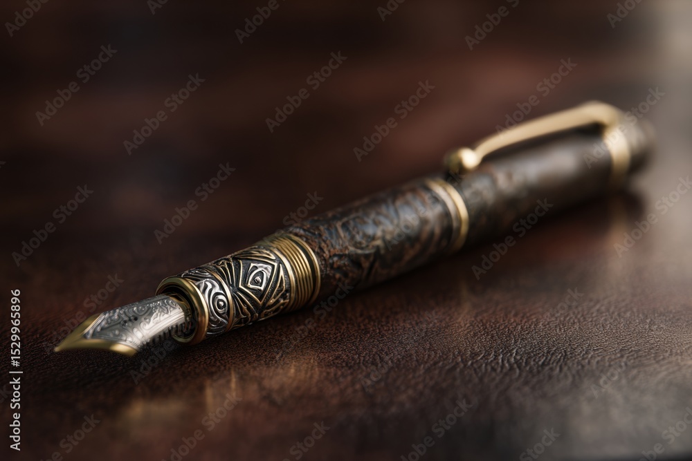 Fototapeta premium Intricate pen with detailed engravings.
