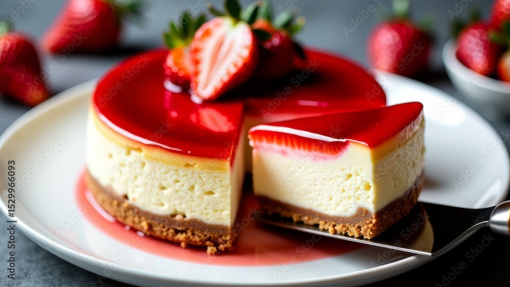 custom made wallpaper toronto digitalStrawberry cheesecake slice on plate