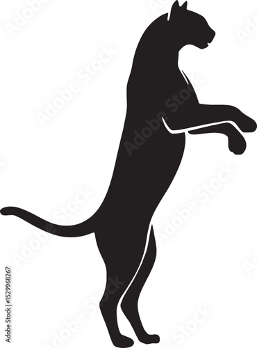 Elegant silhouette of a panther standing on hind legs, ready to pounce or defend. Perfect for tattoos, decals, wildlife art, and bold branding.