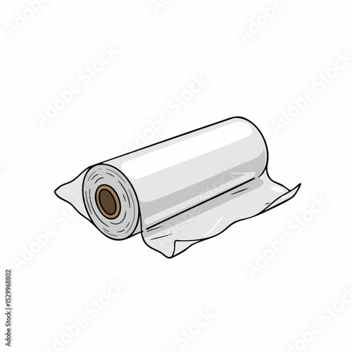 Roll of Transparent Food Cling Wrap Illustration