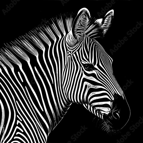 "Vector Style Zebra Illustration by Eva – Bold Black and White Graphic Art"


