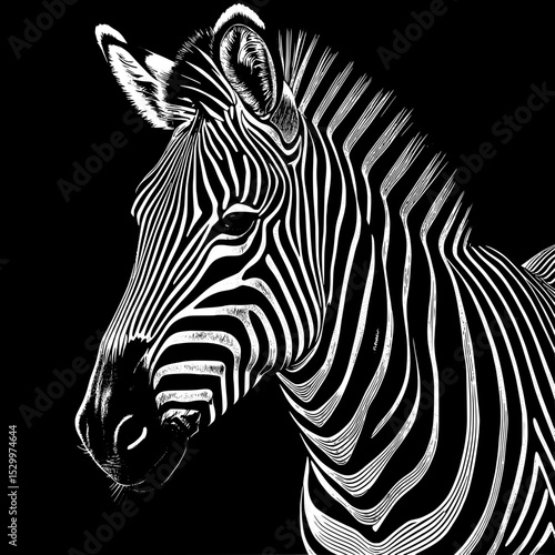 "Vector Style Zebra Illustration by Eva – Bold Black and White Graphic Art"


