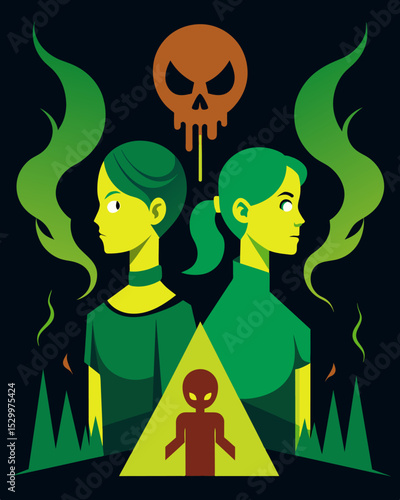 The air around them seemed to be tainted with toxicity as if their negative energy created a toxic aura that permeated the surrounding space.. Vector illustration
