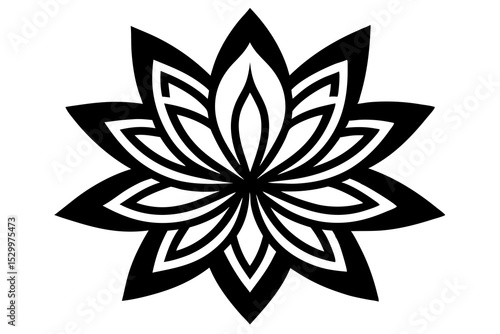 Egyptian Lotus Pattern Tile Vector - Repeating Seamless Design on White Background