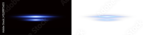 Neon light lines laser with glowing horizontal streaks. Vector light effect with sparkles . Light glow effect.