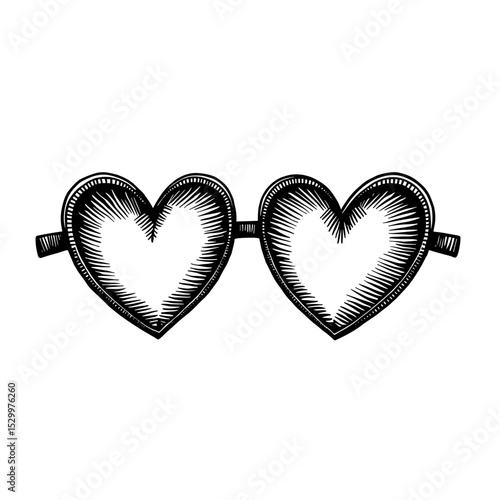 Heart-shaped sunglasses in sketch style for romantic or party themes