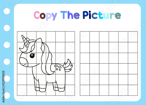 copy the picture of animal. cute unicorn  Educational  for children.