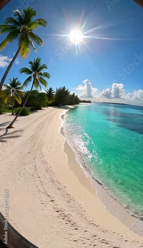 tropical beach with palm trees