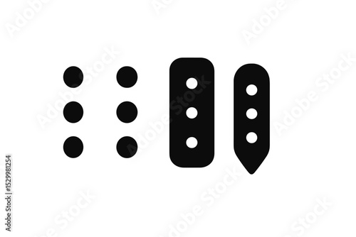Vertical Menu Icons. Solid style icons of vertical menu icons: vertical dots icon, three dot menu, contextual menu icon, options